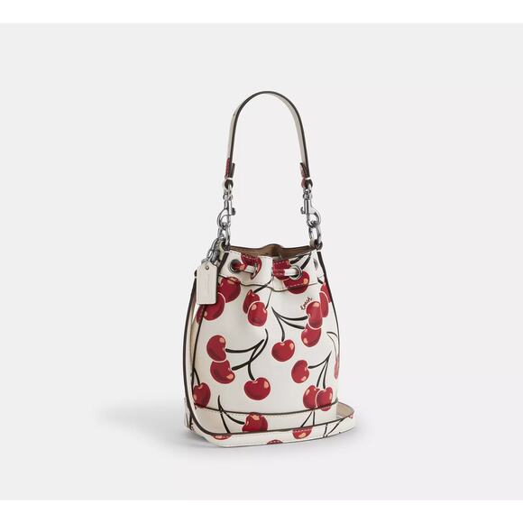 🍒 Coach Mini Bucket Bag With Cherry Print - Picture 2 of 10